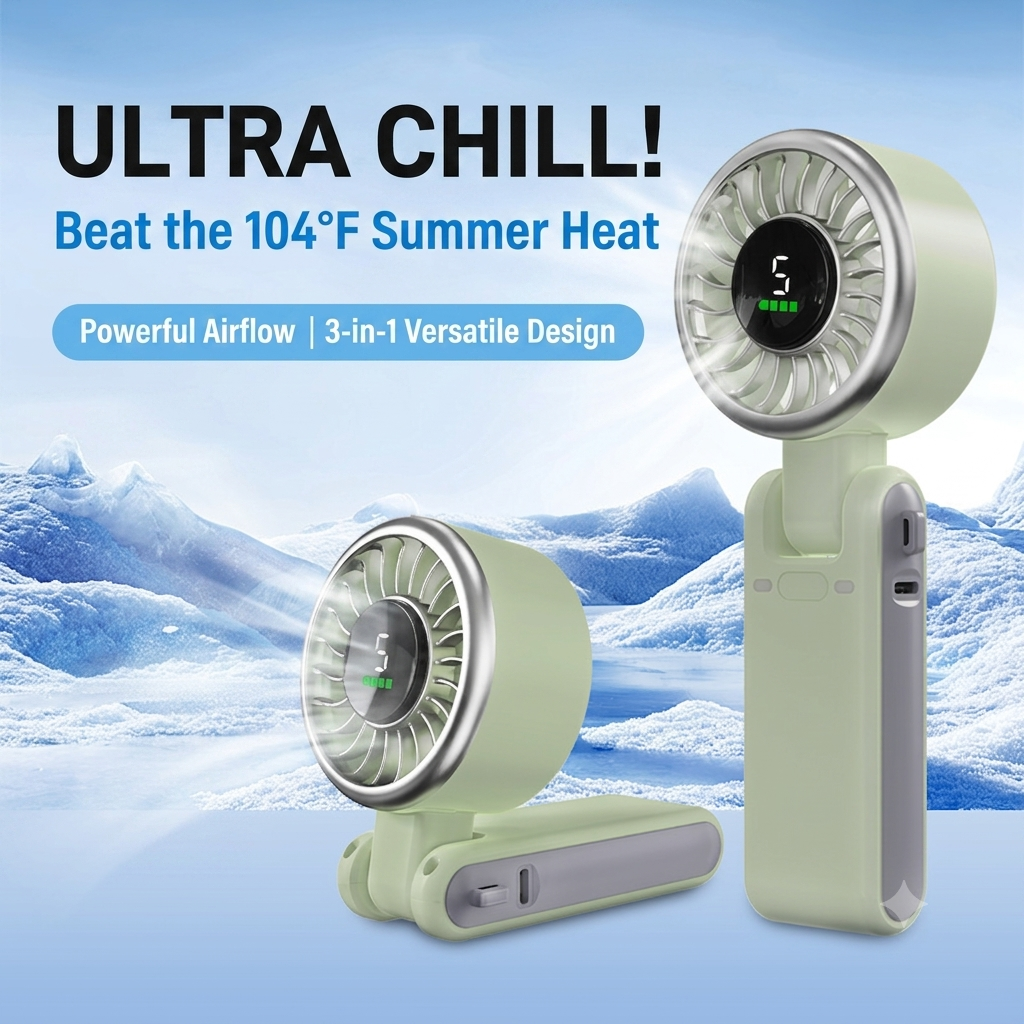 Portable Handheld Mini Fan USB Rechargeable Super Silent Neck Fan